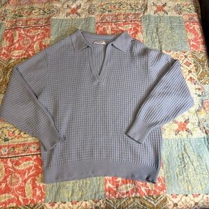 Smash + Tess Light blue V-Neck Megan Waffle Knit Sweater Medium Large